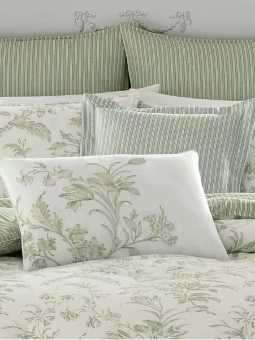 Laura Ashley Natalie Green Cotton Duvet Cover Set - King